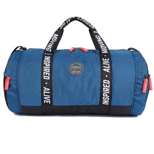 Gear Polyester Inspired Alive Moving 33L Large Water Resistant Travel Duffle Bag/Gym Bag/Sports Duffle For Men's/Women's (Blue), 26 Cm