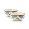 Moroccan Print Grey Ceramic Bowl Set of 2
