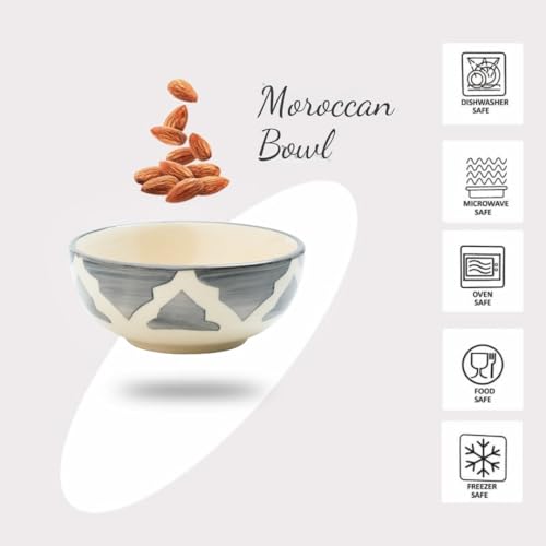 Moroccan Print Grey Ceramic Bowl