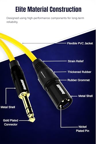 6.35mm TRS to XLR Male Balanced Audio Cable Professional 1 Meter - Image 3
