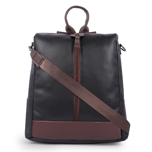 ADISA Faux Leather Unisex Backpack Bag for Men Women Boys Girls (BPH065)