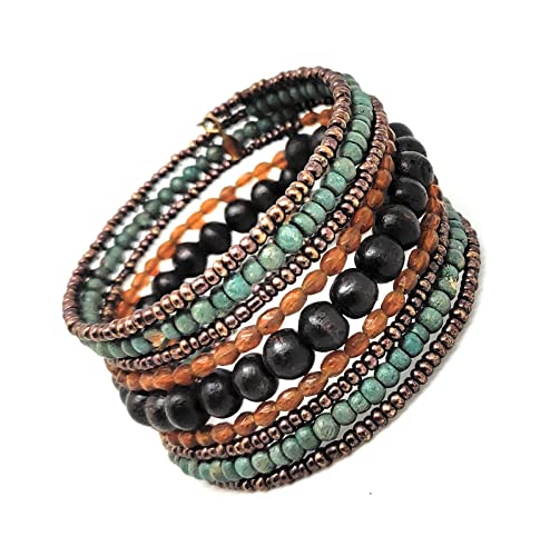 DCA Wood/Glass Multicolor Women Bangle/Bracelet