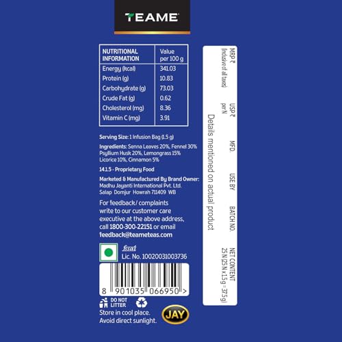 TE-A-ME Senna Fennel Psyllium Husk