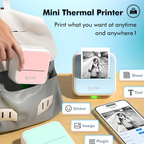 SEZNIK Mini Printer, Inkless, Thermal