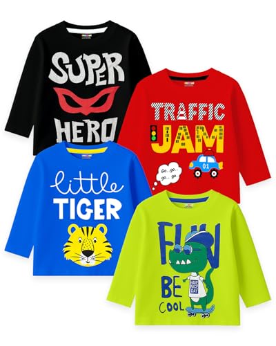 Kuchipoo Boys Full Sleeves Regular Fit Cotton T-Shirt