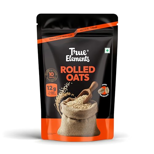 True Elements Rolled Oats 1.2kg - Wholegrain High Fibre, High protein Oats