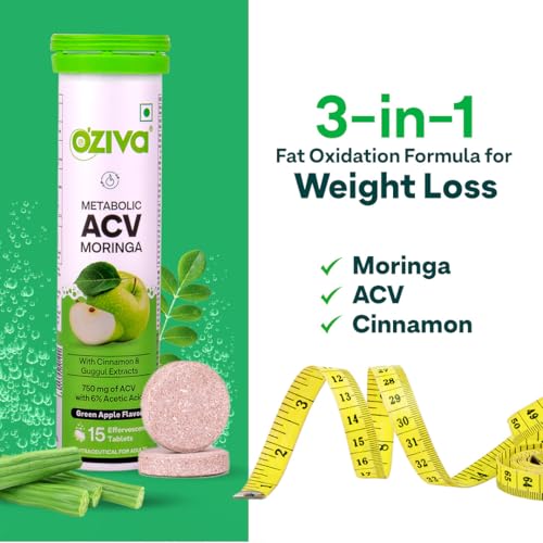 OZiva ACV Moringa Apple Cider Vinegar Tablets, Green Apple, Pack of 4 - Image 4