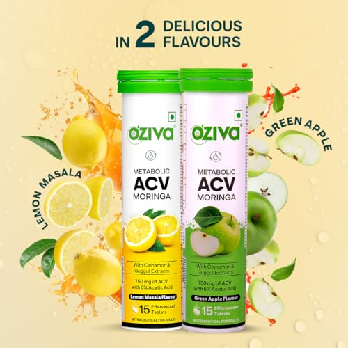 OZiva ACV Moringa Apple Cider Vinegar Tablets, Green Apple, Pack of 4 - Image 7