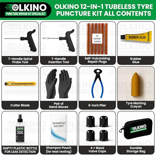 OLKINO 12-in-1 Tubeless Tyre Puncture