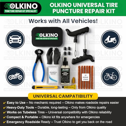 OLKINO 12-in-1 Tubeless Tyre Puncture