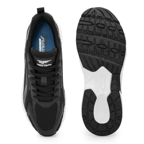 Red Tape Men's Sneakers White Blue Mesh Pu Round Toe Lace-Up - Image 5