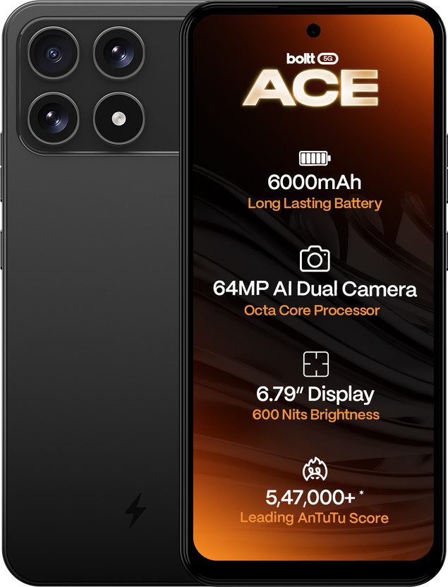 boltt ACE 5G (Midnight Black, 128 GB) (6 GB RAM)