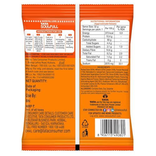 Tata Soulfull Masala Oats+, Mast