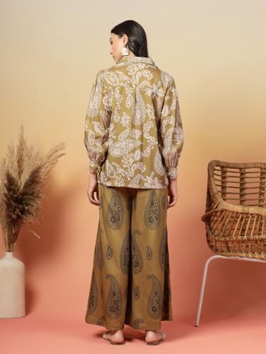 Stylum Women's Green Paisley Print Rayon Kurti Palazzo Set - Image 2
