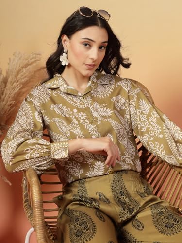 Stylum Women's Green Paisley Print Rayon Kurti Palazzo Set - Image 4