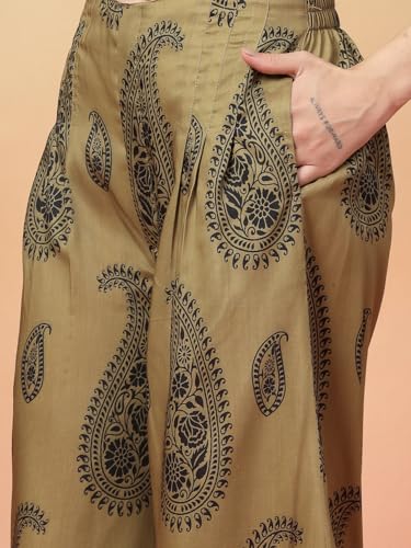 Stylum Women's Green Paisley Print Rayon Kurti Palazzo Set - Image 7