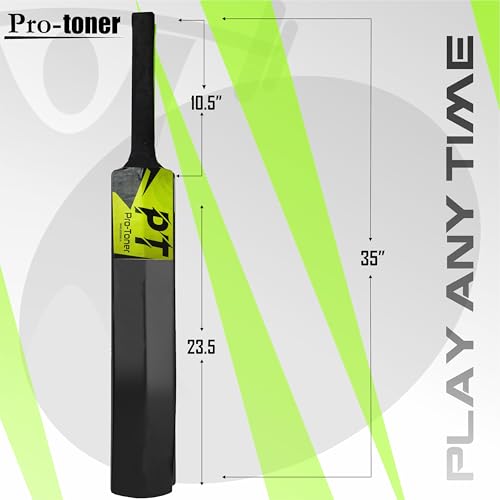 Protoner PVC Cricket Bat for Tennis Ball, Black and Green - Image 2