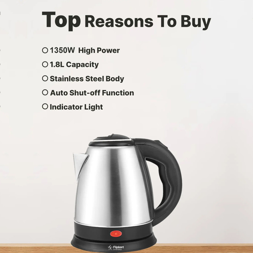 Flipkart SmartBuy Prime Electric Kettle (1.8 L, Silver) - Image 3