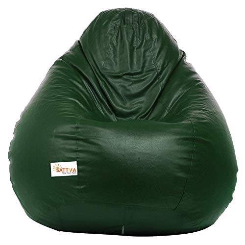 Sattva Classic Leatherette Bean Bag Cover (Without Beans) XXL Size - Dark Green