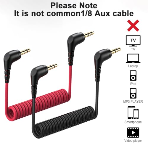 HASTHIP® 2Pcs TRS to TRS Audio Mic Cord, 3.5mm Coiled Audio Mic Cable - Image 4
