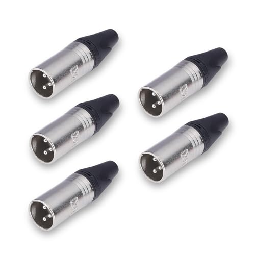 MX 3 Pin Mic Male Connector XLR Mc3Mxx Made of Pure Copper Nickel Plated XLR Pin for High Conductivity and Ultra-Low Noise (Metal End) Pack of 2