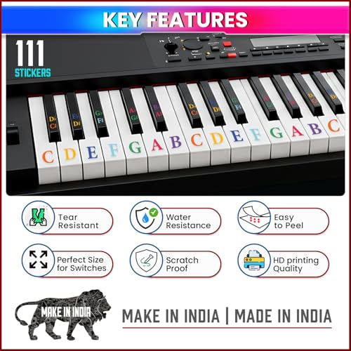 amiciSound Colorful 3D-Raised Touchable Piano Keyboard Stickers - Image 2