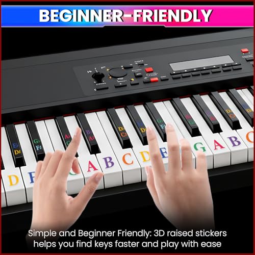 amiciSound Colorful 3D-Raised Touchable Piano Keyboard Stickers - Image 3