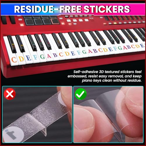 amiciSound Colorful 3D-Raised Touchable Piano Keyboard Stickers - Image 5