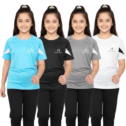 MIST N FOGG Girls Polyester Sports T Shirt,Pack of 4