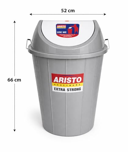 ARISTO Swing Lid Dustbin with Metal Side Handle 80 LTR (GREY) - Image 6