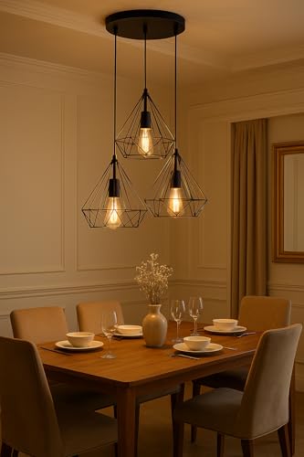 tu casa Iron Hg-35 220Watts Pendant Light, Black, Diamond - Image 3