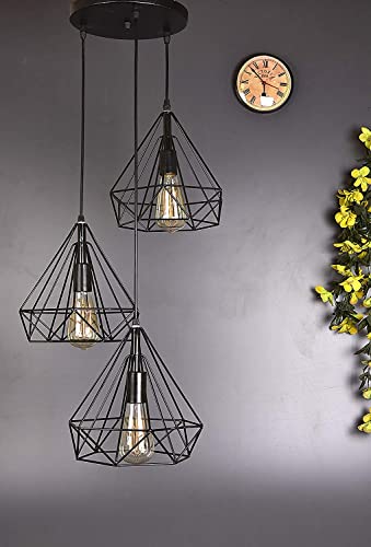 tu casa Iron Hg-35 220Watts Pendant Light, Black, Diamond - Image 5