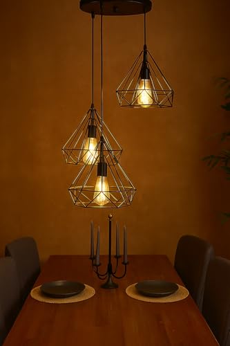 tu casa Iron Hg-35 220Watts Pendant Light, Black, Diamond - Image 6