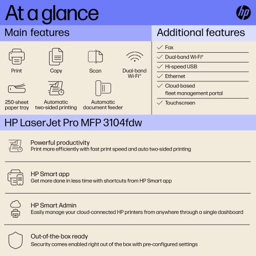HP LaserJet 3104fdw Duplex Printer: