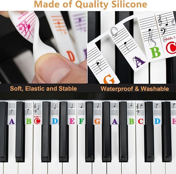 Removable Piano Key Stickers Note