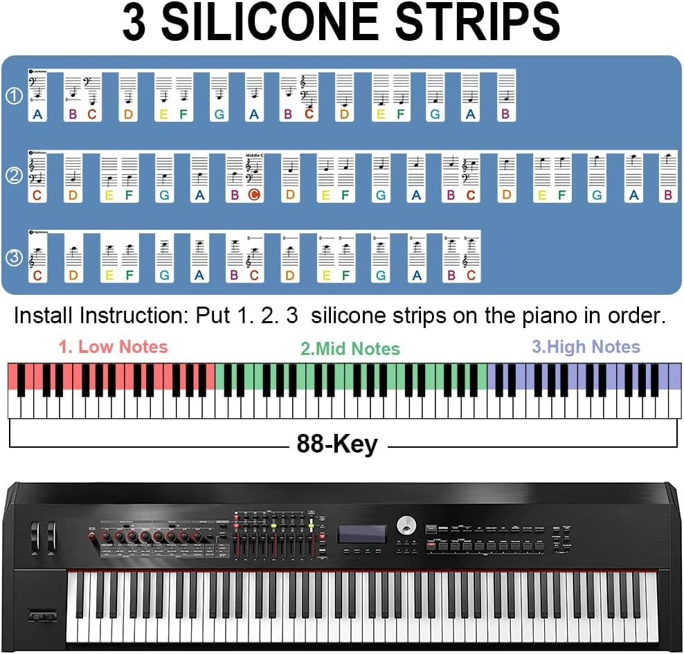 Removable Piano Key Stickers Note