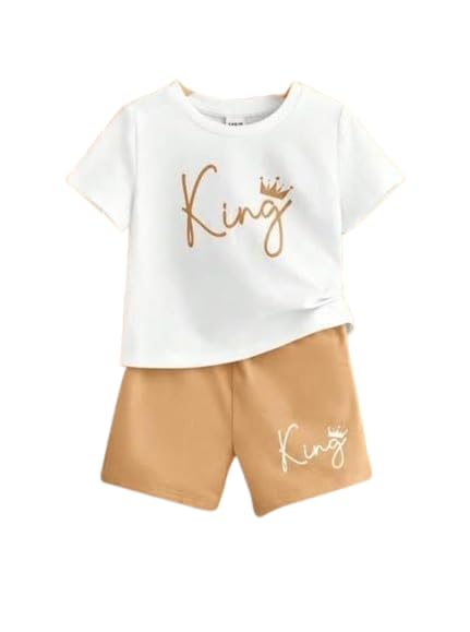 Printed Cotton Blend Top & Bottom Clothing Set for Kid Boys