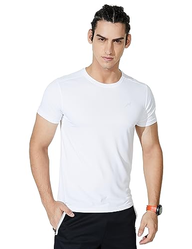 Amazon Brand - Symbol Men's Solid Active Regular Fit Sports T-Shirt | Round Neck | Half Sleeve (Available in Plus Sizes)