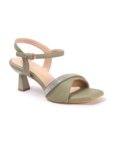 Carlton London women's Embellished Strap Ankle Strap Sculpted Heel Sandals