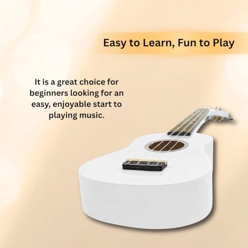 Vault UK-003 Soprano Colourful Ukulele 21 inch With Gig-Bag - White - Image 3
