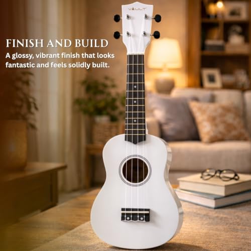 Vault UK-003 Soprano Colourful Ukulele 21 inch With Gig-Bag - White - Image 4