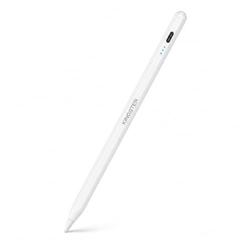 KINGSTER Stylus Pencil for iPad (2018-2026) Model King-IPAN | Digital Stylus Pen with Palm Rejection, Tilt Sensitivity & Magnetic Attachment for iPad Pro, Air, Mini (White)