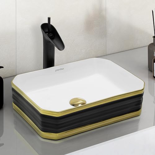 Plantex Table Top Wash Basin For Bathroom/Designer Ceramic Basin/Countertop Vessel Sink Basin - Indo-European Collection (18 x 13 x 5 Inch)