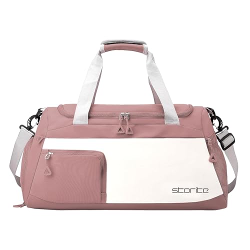 Storite Travel Duffle Bag with Shoe Compartment, Deep Pink, 50x25x27 cm