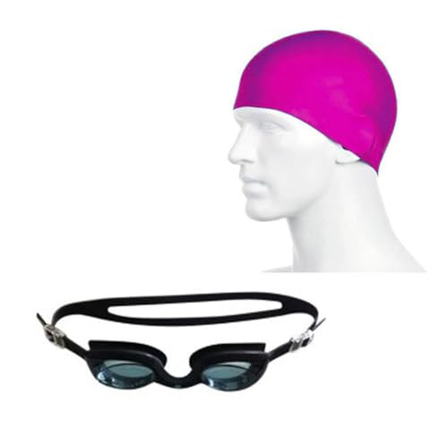 Swimming set combo with goggles, cap, nose & ear plugs (Blue Purple)