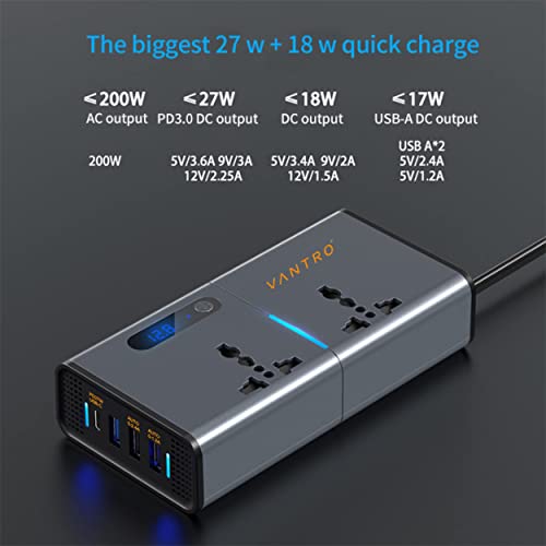 Vantro 200W Car Power Inverter/Laptop