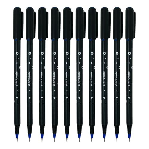 Pentonic Cipher 0.5mm Ball Pen, Black Body Blue Ink (Set of 10)