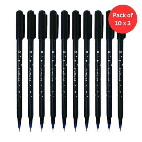 Pentonic Cipher 0.5mm Ball Pen, Black Body Blue Ink (Set of 10) - Image 2