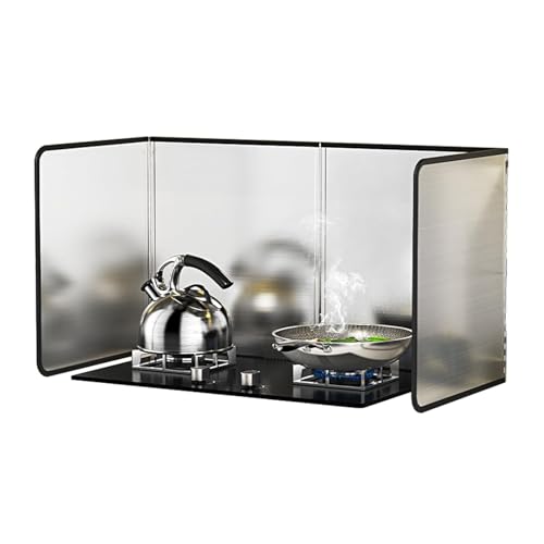 4 Sided Grease Splatter Guard Foldable Splatter Guard for Stove Stainless Steel Oil Splatter Screens Backsplash for Wall Frying Pan (Size:40 x 31 x 2.9 Cm)