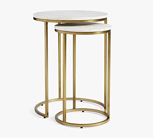 Nesting Side Tables, Gold & White, Set of 2 - Image 4